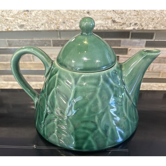 Pier 1 Imports Other - Retired Vintage JADE LEAVES by PIER 1, 5 Cup Teapot w/Lid, Green Raised Leaves